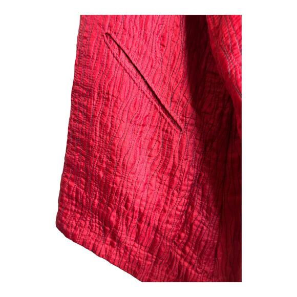 Joshi red silk lightweight quilted long sleeves buttoned jacket coat size S - Picture 9 of 16